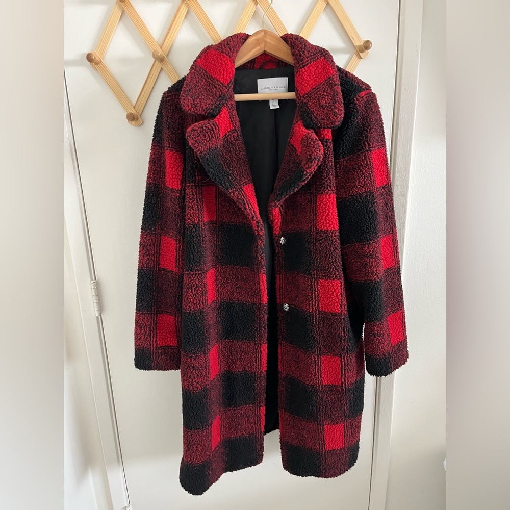 Red and Black Gingham/Plaid Coat